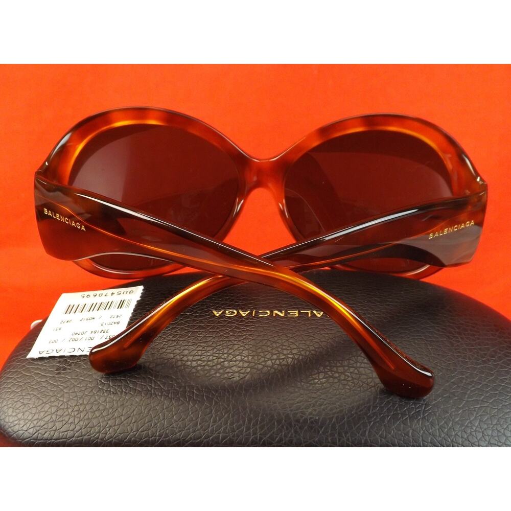 NWT BALENCIAGA BA2013 53N HAVANA PLASTIC FRAME OVERSIZED SUNGLASSES $495 ITALY - Picture 3 of 12